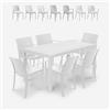 BICA Set tavolo esterno giardino rattan 150x90cm 6 sedie bianco Meloria Light