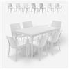 BICA Set da giardino 6 sedie tavolo da esterno 150x90cm bianco Sunrise Light