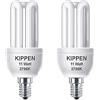 kippen 1401X - Confezione 2 pezzi di Lampade a Risparmio Energetico Modello 3 Tubi, 11 Watt. Luce Calda 2700K. Attacco E14