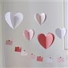Ginger Ray Decorazioni 3D a forma di cuore da appendere assortite per San Valentino, bianco, rosa, nudo e rosso, confezione da 5