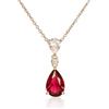 Diamond Treats Collana Rosso Rubino in Argento 925 Placcato Oro con Zirconi Rossi Taglio Pera, Collana Rossa con Ciondolo a Goccia per Donna e Ragazza, Gioielli Donna