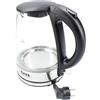 TM Electron TMPKT014 Bollitore elettrico da 1,4 litri di capacità, 2200 W, realizzato in vetro borosilicato e acciaio, termostato Strix, luce LED blu all'interno, base 360°