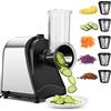 COOCHEER Tagliaverdure Tritacarne Elettrico in acciaio inox 250 W,Tagliaverdure elettrico in acciaio inox, 250 W, per verdure da cucina, con 5 tamburi di taglio