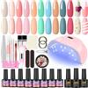 PEACECOLOR Kit Semipermanente Unghie e Lampada per Unghie 10pz Smalti in Gel Soak off Gel Kit per Unghie Gel Completo for Nail Design