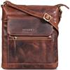 ROYALZ 'Florence' Borsa moderna in pelle da donna in vera pelle Borsa a tracolla piccola da donna piatta Elegante borsa per tablet, Colore:Roma Cognac Marrone