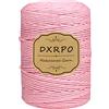 DXRPO Filato per macramè, 3 mm x 300 m, in cotone, macramè, per fai da te macramè, carta da parati floreale, decorazione natalizia, regalo per amici intimi, portavasi per piante, decorazione boho rosa