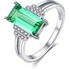 Bellitia Jewelry Anello Brillante Donna Argento 925 Solitario, in Finto Diamante Simulato Zirconi & Smeraldo Verde, per Compleanno Fidanzamento Matrimonio Promessa