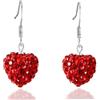 Bellitia Jewelry Orecchini Pendenti Argento 925 in Cristallo Rosso, Gemma a Forma di Cuore Orecchini Ipoallergenici Dangle a Pendolo per Donne Ragazze