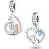 LNQOBU Charm Madre e Figlia - Charm con scritta Mum, Sister,Argento 925 con Ciondolo con zirconi 5A Adatto ai braccialetti Pandora Regali Festa Della Mamma