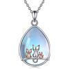 YFN Collana a forma di gatto, in argento Sterling, con gatto, mamma, pietra di luna, regalo per mamma, figlia, mamme, Argento sterling, Nessuna pietra preziosa