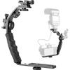 ChromLives Staffa Fotocamera L.Supporto per Pattino Freddo 1/4'' Staffa a L Impugnatura Video con Vite per Treppiede a Doppio Flash, Impugnatura Imbottita per Impieghi Gravosi per Videocamera DSLR