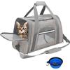 SHJOEE Trasportino per Cani e Gatti Scatola pieghevole per Animali Borsa per Cani Gabbietta Morbida per Animali Domestici Trasportino Pieghevole Traspirante con Ciotola Portatile e Cuscino Morbido (Grigio)