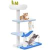 COSTWAY Torre per Gatti a Tema Oceanico, Albero per Gatti a 3 Livelli con Pali Tiragraffi Rivestiti in Sisal, Giochi Interattivi Appesi, Cuccia, Piattaforme di Salto e Palla a Molla
