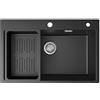 CECIPA Lavandino Cucina Nero 70x45 cm, Lavello Cucina 1 vasca in Granito, Lavabo Cucina con Cestello di Scarico, Incasso al mobile 80cm, con Sifone