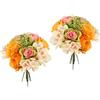 Flair Flower Bouquet di rose artificiali con ortensie, bouquet di fiori artificiali, bouquet di fiori di seta, bouquet, bouquet di ortensia, rose artificiali, fiori, matrimoni, bianco/rosa/arancione