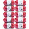 120 Gründl Perla Color (filato bouclé per maglieria a mano, simile alla lana, 100% poliestere, 100 g / 90 m, misura dell'ago: 8-9, 10 x 100 g), Rosa-Rosso-Madreperla