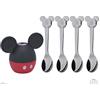 WMF Disney Mickey Mouse Set di 5 spargisale con 4 cucchiai, Lavabile in lavastoviglie, Acciaio Inossidabile, Argento, 10 x 7.5 x 7.5 cm, 5 unità