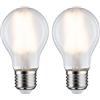 Paulmann 28642 Lampadina LED forma standard 2 lampadine da 7 Watt opaco lampadina a bulbo illuminazione 2700 K E27