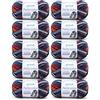 120 Gründl Perla Color (filato bouclé per maglieria a mano, simile alla lana, 100% poliestere, 100 g / 90 m, misura dell'ago: 8-9, 10 x 100 g), Bianco-Basalto-Blu-Rosso-Curry