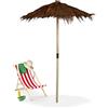 Relaxdays Ombrellone da Giardino, Realizzato a Mano, Ombrello Parasole da Balcone e Piscina, HxD: 250 x 160 cm, Marrone, 1 pz
