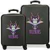 Disney Villains Maleficent Set di valigie Nero 55/65 cm ABS rigido Chiusura a combinazione laterale 56L 6 kg 4 doppie ruote bagaglio a mano