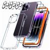 Milomdoi [10 in 1 Custodia Cover per Apple iPhone 14 Pro Max Trasparente Bumper Case Accessori 3 Pezzi Vetro Temperato Pellicola 3 Pezzi Copri Protezione Fotocamera Vetrino Compatibile con MagSafe