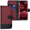 kwmobile Custodia Compatibile con Samsung Galaxy S8 Cover Portafoglio - Case Chiusura Magnetica Portacarte Tessuto Similpelle Rosso Scuro/Nero