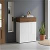 Dmora - Scarpiera Oliviero, Porta scarpe salvaspazio a 3 ante, Armadio multifunzione da ingresso, 76x38h100 cm, Bianco e Rovere