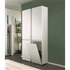 Dmora - Armadio multiuso 2 ante Agapanto, Mobile lavanderia a 2 ante, Colonna da bagno con cestello portabiancheria, 100% Made in Italy, 45x37h195 cm, Bianco