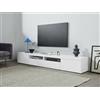 Dmora Mobile Ulisse, Credenza Bassa da Soggiorno a 3 Ante, Base Porta TV, 240x40h35 cm, Bianco Lucido, Lunghezza 240 cm