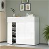 Dmora - Scarpiera Nick, Porta scarpe salvaspazio a 4 ante, Armadio multifunzione da ingresso, 114x38h100 cm, Bianco effetto larice