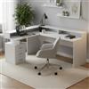 Dmora - Scrivania Salomone, Scrittoio angolare con sopralzo, Scrivania ufficio multiuso, 180x90h160 cm, Bianco