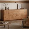 Dmora - Credenza Yoel, Buffet da soggiorno, Madia da salotto con 4 ante e 3 cassetti, 220x44h86 cm, Rovere