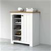 Dmora - Scarpiera Tonio, Porta scarpe salvaspazio a 2 ante, Armadio multifunzione da ingresso, 84x42h100 cm, Bianco e Rovere