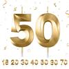 Partyhausy Candele di compleanno numeri, candele di compleanno per torte, 3D, a forma di diamante, numero 18,20,30,40,50,60,70 decorazione per torte (oro 50)