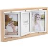 Elitecran Cornice Doppio Portafoto 6 Pollici, 10.2x15.2cm Pieghevole 6 Foto Rotante in Legno, da Tavolo Collage Tripla 3 Cornice Foto Multiple per Famiglia, Matrimoni, Amici