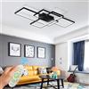 WHLL Plafoniera LED Soffitto Dimmerabile con Telecomando Plafoniera Camera da Letto Rettangolare Lampada Lunga Lampadario (nero, 90cm)