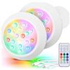 LyLmLe Faretto LED Ricaricabile, Luci Piscina Sommergibili RGBW IP68 Impermeabili con Telecomando, Fino a 40 Ore, 15cm Luci Magnetiche Subacquee Colore per Piscina Fuori Terra Interrate, Hottub 2Pack
