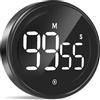 LIORQUE Timer da Cucina, Digitale Timer, Magnetico Timer con Conto, 2 Livelli di Luminosità, 3 Livelli di Volume, Display a LED, per Cucinare, Uovo, Palestra, Studio sui bambini, Lavoro (Nero)