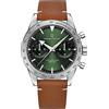 TYBERLEY Orologi al quarzo da uomo 40 mm in acciaio inossidabile cronografo impermeabile orologio da polso per uomo, orologio da polso in pelle (Silver Green Leather PD1766CN)