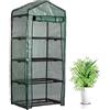 Aisoway Copertura per serra da giardino in PVC, 4 ripiani, con telo rimovibile trasparente, 160x70x50 cm, impermeabile e traspirante per coltivare piante in vaso, ortaggi, fiori (telaio in ferro non incluso)