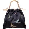 CoolChange Elegante borsa cinese con motivo a farfalla, pochette retrò con rattan, 31 x 27 cm, Nero
