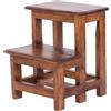 DESIGN DELIGHTS Scaletta a pedana, 46 x 37 x 37 cm (altezza x larghezza x profondità), legno vecchio, a due livelli, scala a pioli, per uso domestico, colore: 02 marrone chiaro