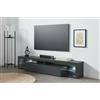 Dmora Mobile Uberto, Credenza Bassa da Soggiorno a 1 Anta, Base Porta TV, 200x40h35 cm, Antracite, Lunghezza 200 cm