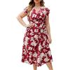 LIAMERHE Abito Donna Manica Corta Scollo a V Grandi Dimensioni Elegante Vestito Vita Alta Casual Stampa Floreale Vestito Estivi Taglie Forti