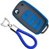 KASER Cover Guscio Chiave Silicone compatibile per Volkswagen VW Golf Tiguan Passat Seat Ibiza Leon Skoda Octavia Portachiavi TPU Effetto Pelle Protezione Telecomando Auto (blu)