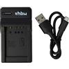 vhbw caricabatterie USB compatibile con Samsung Digimax L70, i85, L74 wide, L83t, L201, L301 batterie di videocamera, reflex - Stazione di ricarica