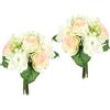 Flair Flower Bouquet di rose artificiali con ortensie, bouquet di rose artificiali, bouquet di fiori di seta, bouquet di ortensia, bouquet di fiori artificiali, rose, fiori, matrimonio, rosa chiaro