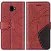 SUMIXON Cover per Galaxy J6 Plus 2018, in pelle PU a portafoglio con fessura per scheda, antiurto custodia di protezione per Samsung Galaxy J6 Plus 2018, rosso