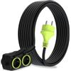 MutecPower 10m Cavo di prolunga con 4 prese Schuko per uso esterno IP44 H05RR-F3G 1,5mm² prolunga a 4 vie con contatti di protezione cavo in gomma da esterno 10 metri nero/verde